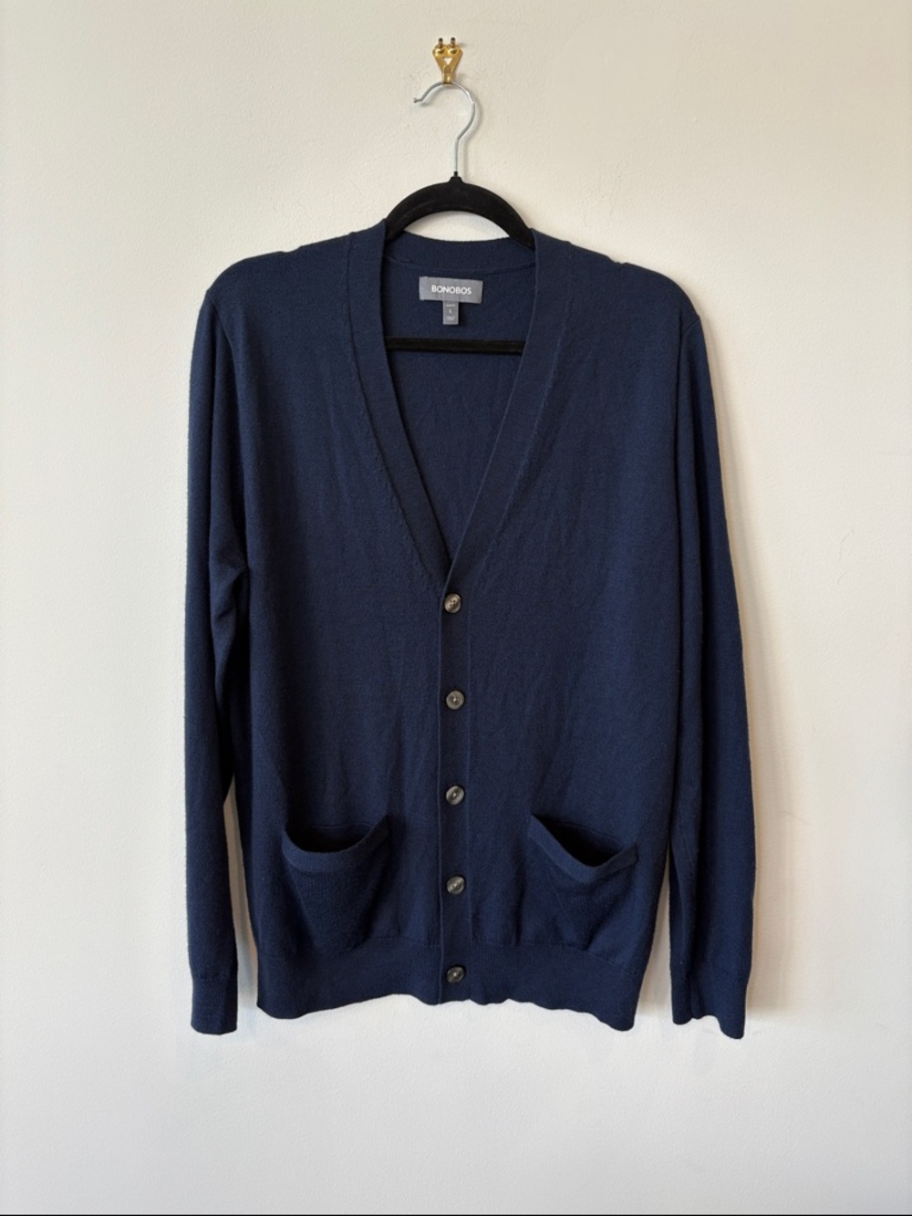 Bonobos Men's Navy Button-Up V-Neck Cardigan